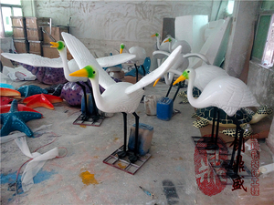 玻璃钢水鸟仙鹤雕塑
